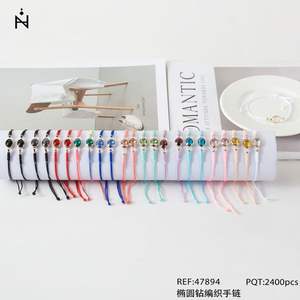 Bracelet tissé en zircon ovale, bracelets à perles colorés réglables, bijoux tendance unisexes - Product Image 1