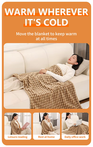 Plaid/Châle chauffant <span class=keywords><strong>électrique</strong></span> sans fil USB en fibre de carbone et polyester, alimenté par batterie, portable, pour l'hiver domestique, avec fonction tactile - Product Image 4