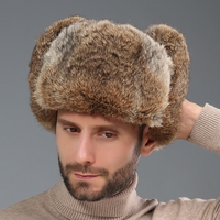 Gorro Ushanka de Piel Auténtica Estilo Ruso, Gorro de Invierno de Lujo a Prueba de Viento
