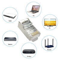 Connecteur de câble Ethernet RJ45 modulaire blindé CAT5 CAT6 STP 8P8C à passage direct pour usage domestique et professionnel, 100 pièces par sac