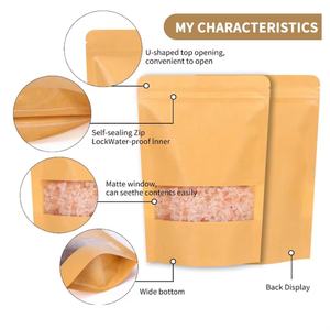 Bolsa de Papel Kraft Reciclable de Grado Alimenticio con Cierre Ziplock para Nueces, Café y Snacks, Bolsa Marrón Económica Doypack de Papel Kraft con Ventana - Product Image 3