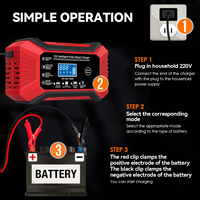 Chargeur de batterie de voiture portable 12V Garantie 1 an Sortie 12V/6A Compatible avec les batteries au plomb-acide Entrée 110-240V Utilisation en cas d'urgence
