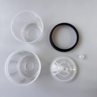 Einweg-Plastik-Farbmischbecher für Autolackierpistolen, 50 Becher mit Deckel-System, 1 Harter Becherhalterring, 10 Stopfen