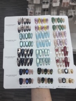 Kuku Akrilik Aurora Cat Eye Buatan Tangan Grosir, Bubuk Cermin, Berlian Imitasi, Bunga Kering, Bentuk Almond Panjang, Perlengkapan Salon