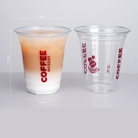 Gobelets en plastique PET à paroi simple avec couvercles, logo personnalisé CHISTAR, revêtement UV, 9 oz-24 oz, diamètre 90 mm, pour café glacé, jus, smoothies