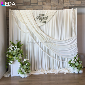 ฉากหลังงานแต่งงาน LEDA เรียบหรู ผ้าม่านสีขาว ฉากหลังสี่เหลี่ยมพร้อมริบบิ้น - Product Image 1