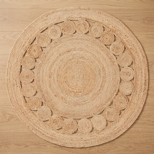 Ensemble de tapis en jute faits à la main de style bohème moderne Tapis rectangulaire réversible écologique avec porte tressée pour le salon - Product Image 4