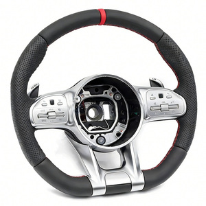 Volante de Cuero Genuino con Costuras Rojas para <span class=keywords><strong>Mercedes</strong></span> <span class=keywords><strong>Benz</strong></span> W04 W116 W117 W118 W124 W126 W140 W163 W164 - Product Image 1