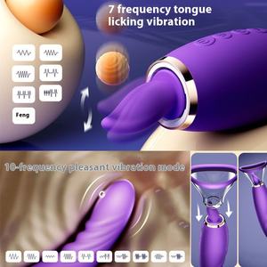 USB-Powered Female G-Spot <b>Vibrator</b> Jumping for Egg & Double <b>Tongue</b> Licking Sucking Massage Stick Adult Products - Product Image 4