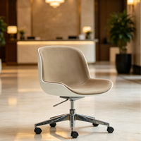 Chaise de bureau pivotante réglable de qualité commerciale, dossier solide, revêtement en tissu, base chromée, roulettes, chaise d'hôtel moderne