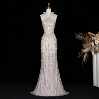 Robe de soirée sirène moulante Jancember LSZ496 sexy à col halter, ornée de perles, de cristaux et de découpes, idéale pour les bals de promo