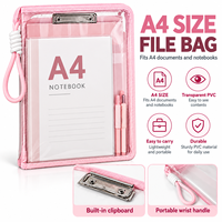 Pochette de rangement A4 en PVC transparent avec presse-papiers intégré et poignée de transport – Organisateur de documents pour l'école et le bureau – Vente en gros personnalisée OEM