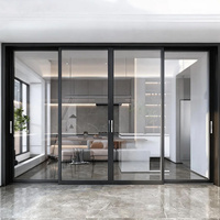 Porte coulissante personnalisée avec cadre en aluminium moderne pour jardin et intérieur, double vitrage en verre trempé, étanche