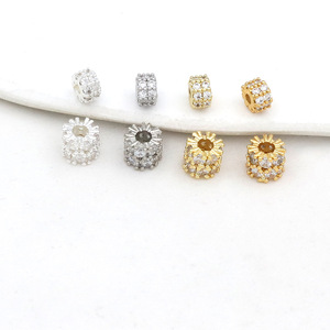 <b>Copper</b> Zircon Spacer Beads Square 18K Gold Plated For <b>Bracelet</b> Making 055 - Product Image 4