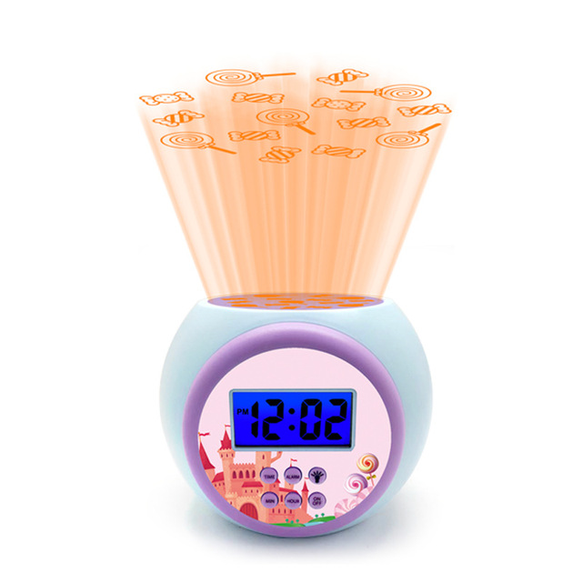 Bedside Color Cute LED Children's Night Light Music Digital Sleep Trainer Table Digital Kids Alarm Clock With Projection