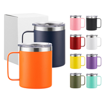 Gobelet à café en acier inoxydable à isolation sous vide avec logo personnalisé, design classique, 12 oz, 14 oz, 16 oz, tasse de camping, tasse de bureau avec poignée