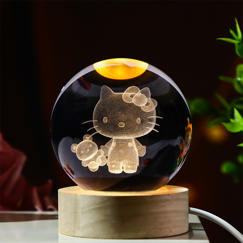 3D Pikachu Kuromi Hello Kitty Mini Night Lamp - Warm Light