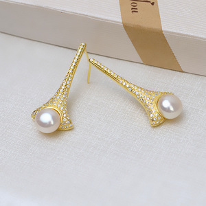 Pendientes de Plata S925 con Borla Larga en Forma de L, Cadena de Cinturón para Mujer, Pendientes Versátiles, Componentes de Joyería con Perlas - Product Image 3