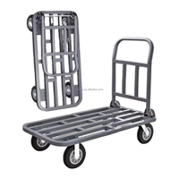Chariot à plateforme pliable à 4 roues en fer noir robuste, capacité 500 kg, outils OEM