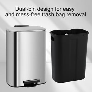 Tempat sampah logam rumah tangga kustom Pedal kaki tempat sampah dapur baja antikarat dengan tutup untuk rumah kantor - Product Image 4