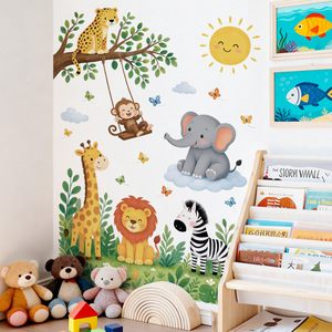 Autocollant mural animaux <span class=keywords><strong>de</strong></span> <span class=keywords><strong>la</strong></span> jungle, <span class=keywords><strong>décoration</strong></span> éducative pour enfants, autocollant amovible en PVC imperméable pour salle <span class=keywords><strong>de</strong></span> <span class=keywords><strong>classe</strong></span>, crèche, salle <span class=keywords><strong>de</strong></span> jeux - Product Image 2