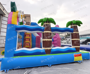 Castillo Inflable Comercial con Diseño de Flamenco Rosa y Palmera Tropical, para Fiestas de <span class=keywords><strong>Cumpleaños</strong></span> en el Jardín - Product Image 5