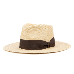 Linghong 100% colore naturale eco-friendly a tesa larga Fedora nastro nero cappelliera Sun Sombrero De <span class=keywords><strong>Palma</strong></span> per feste - Product Image 1