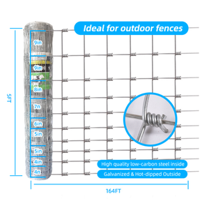 Crimped <b>Wire</b> <b>Mesh</b> Fence 5FT x 164FT Galvanized Low-Carbon Steel Square Hole Outdoor Use - Product Image 1