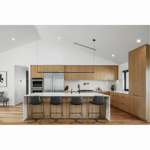 Custom North American Simple Design Flat Pack Solid Maple Wood Modern Kitchen Cabinets