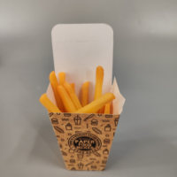 Boîte à frites jetable en carton biseauté, résistante à la chaleur, durable, pour poulet frit et patates douces au four, directement de l'usine