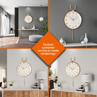 Jam Dinding Logam Kepala Rusa Mewah Ringan Analog Desain Modern Sederhana Tanpa Suara untuk Ruang Tamu Kamar Tidur Dekorasi Rumah