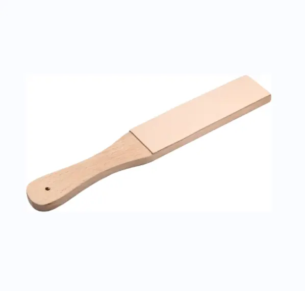 हस्तनिर्मित रेज़र पॉलिशिंग बोर्ड लकड़ी के डबल साइड चमड़े के लकड़ी के पैडल चमड़े के शार्टिंग ब्लॉक स्टिक स्ट्रैप