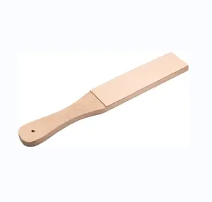 Handmade Razors Polishing Board Wooden Double Side Leather wooden paddle leather sharpening Block STICK strop for Honing Knives