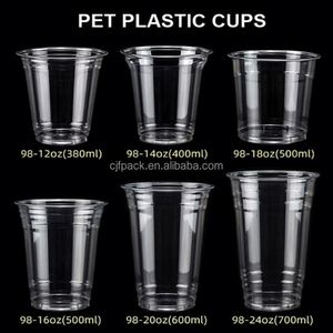CJF Custom Logo Single Wall Silk Screen Printed PET <b>Plastic</b> <b>Cups</b> 12oz/16oz/24oz for Iced Coffee Juice & Smoothies - Product Image 2