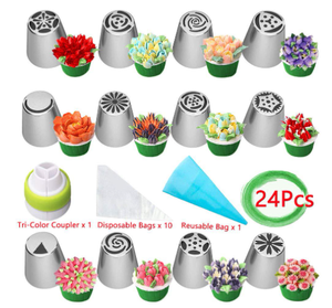 All-in-One Nga thiết kế ngọn đuốc trang trí Mẹo Set thép không gỉ Baking công cụ trang trí túi cho bánh trang trí - Product Image 1