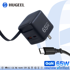 Nuevo Cargador <span class=keywords><strong>GaN</strong></span> de 65W 2026, Carga Rápida PD, Cable Tipo-C Retráctil, Cargador de Pared USB C para Laptop, Teléfono, Tablet y Otros Dispositivos - Product Image 1