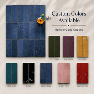 Azulejo Cerámico Brillante Azul Perla Hecho a Mano de 65x200mm para Decoración de Paredes en Cafeterías, Tiendas de Té con Leche, Restaurantes y Cafés - Product Image 5