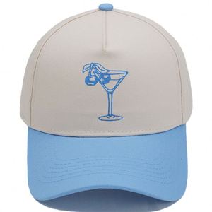 Casquette de baseball brodée multicolore en verre de vin cerise, style rétro décontracté pour hommes et femmes - Product Image 1