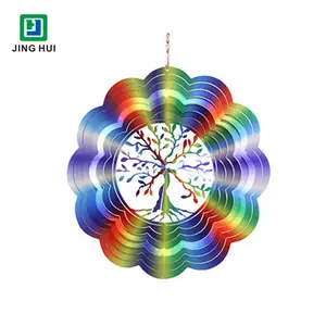 Aangepaste Sublimatie Zonnebloem Metalen Opknoping Roestvrij Staal Mandala Windspinner