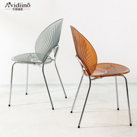 Chaise de salle à manger en acrylique transparent, Design scandinave moderne, siège en plastique, pieds en métal, italien