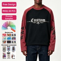 Sweat-shirt personnalisé à manches raglan en coton 100% maille gaufrée 320 g/m² avec impression DTG, coupe ajustée