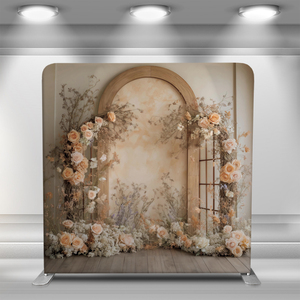 Arche de mariage élégante 8x8 pieds avec fleurs, toile tendue, équipement pour salon professionnel, toile tendue droite type housse de coussin - Product Image 3