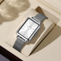 Montres pour femmes Gohuos 7824, style minimaliste, cadran carré, bracelet en acier maillé, étanches à 30 m, montre de luxe tendance pour femme avec boîte