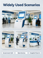 Kiosque de paiement vertical à écran tactile personnalisé ODM 19-22 pouces, distributeur de tickets de commande automatique, machine à numéros de file d'attente, lecteur de codes-barres pour hôpitaux