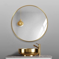 Miroir de salle de bain rond en aluminium personnalisé de couleur noire dorée