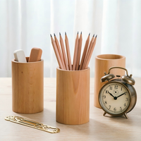 Porte-stylos rond en bois massif, organisateur minimaliste en bois pour le bureau, la décoration de la salle d'étude