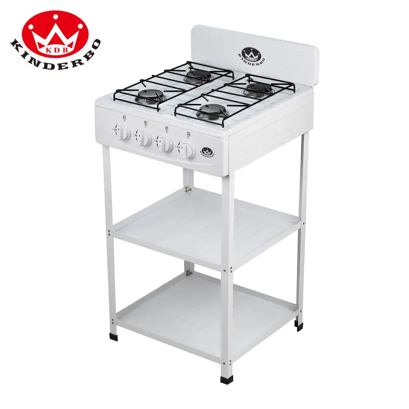 Wholesale Price Four Burner Gas Stove Color Coating Iron Freestanding Gas Cooktop With Shelf