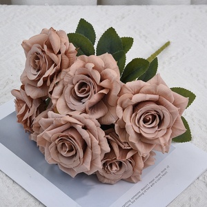 Spedizione Rapida, 7 Rose Artificiali per Cappuccino, <span class=keywords><strong>Fiori</strong></span> Finti Vintage con Bordo Arricciato, Decorazione per Vaso, <span class=keywords><strong>Fiori</strong></span> Artificiali Impermeabili per Casa - Product Image 5