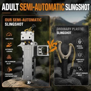 Slingshot semi-automatique en alliage d'aluminium CNC avec double chargeur GS272 V5 pour entraînement de tir de précision en extérieur - Product Image 3