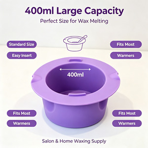 <b>Reusable</b> Wax Melt Liner Silicone Wax Bowl for Wax Warmer Non-Stick Hair Removal Pot Liner with Wax Spatula Pink - Product Image 1